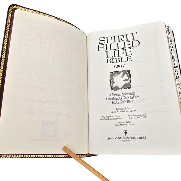 Spirit Filled Life Bible NKJV 2255BG Nelson Burgundy Bonded Leather 1991 - Picture 5 of 16
